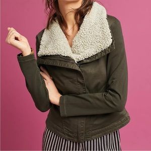 Anthropologie green shearling jacket
